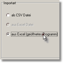 Import aus offenem Excel Programm